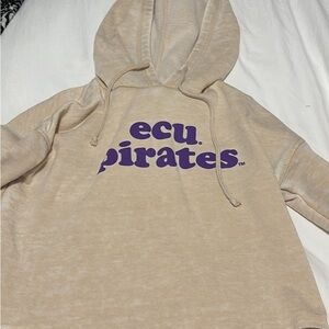 ECU Pirates Beige Cropped Hoodie